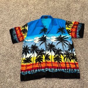 Blue,Black,Red,and Orange colored Hawaiian shirt / Ferugini brand /Size XL